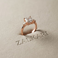 3.30ctw Asscher Lab Grown Diamond Celestique Three Stone Ring