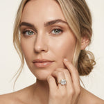 3.30ctw Asscher Lab Grown Diamond Celestique Three Stone Ring