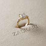 3.30ctw Asscher Lab Grown Diamond Celestique Three Stone Ring