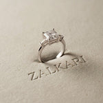 3.30ctw Asscher Lab Grown Diamond Celestique Three Stone Ring