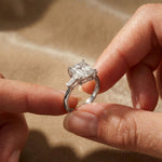 3.30ctw Asscher Lab Grown Diamond Celestique Three Stone Ring