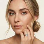 3.30ctw Asscher Lab Grown Diamond Celestique Three Stone Ring