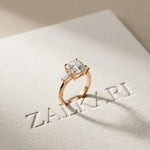 3.30ctw Cushion Lab Grown Diamond Three Stone Girls Ring