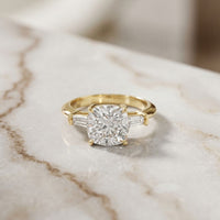 3.30ctw Cushion Lab Grown Diamond Three Stone Girls Ring