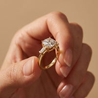 3.30ctw Cushion Lab Grown Diamond Three Stone Girls Ring