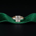 3.30ctw Emerald Cut Lab Grown Diamond Valerique Three Stone Ring