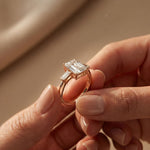 3.30ctw Emerald Cut Lab Grown Diamond Valerique Three Stone Ring