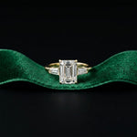 3.30ctw Emerald Cut Lab Grown Diamond Valerique Three Stone Ring