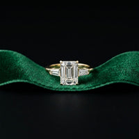 3.30ctw Emerald Cut Lab Grown Diamond Valerique Three Stone Ring
