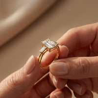 3.30ctw Emerald Cut Lab Grown Diamond Valerique Three Stone Ring