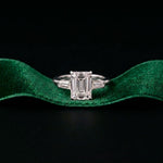 3.30ctw Emerald Cut Lab Grown Diamond Valerique Three Stone Ring