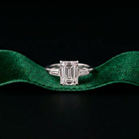 3.30ctw Emerald Cut Lab Grown Diamond Valerique Three Stone Ring