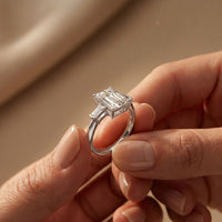 3.30ctw Emerald Cut Lab Grown Diamond Valerique Three Stone Ring