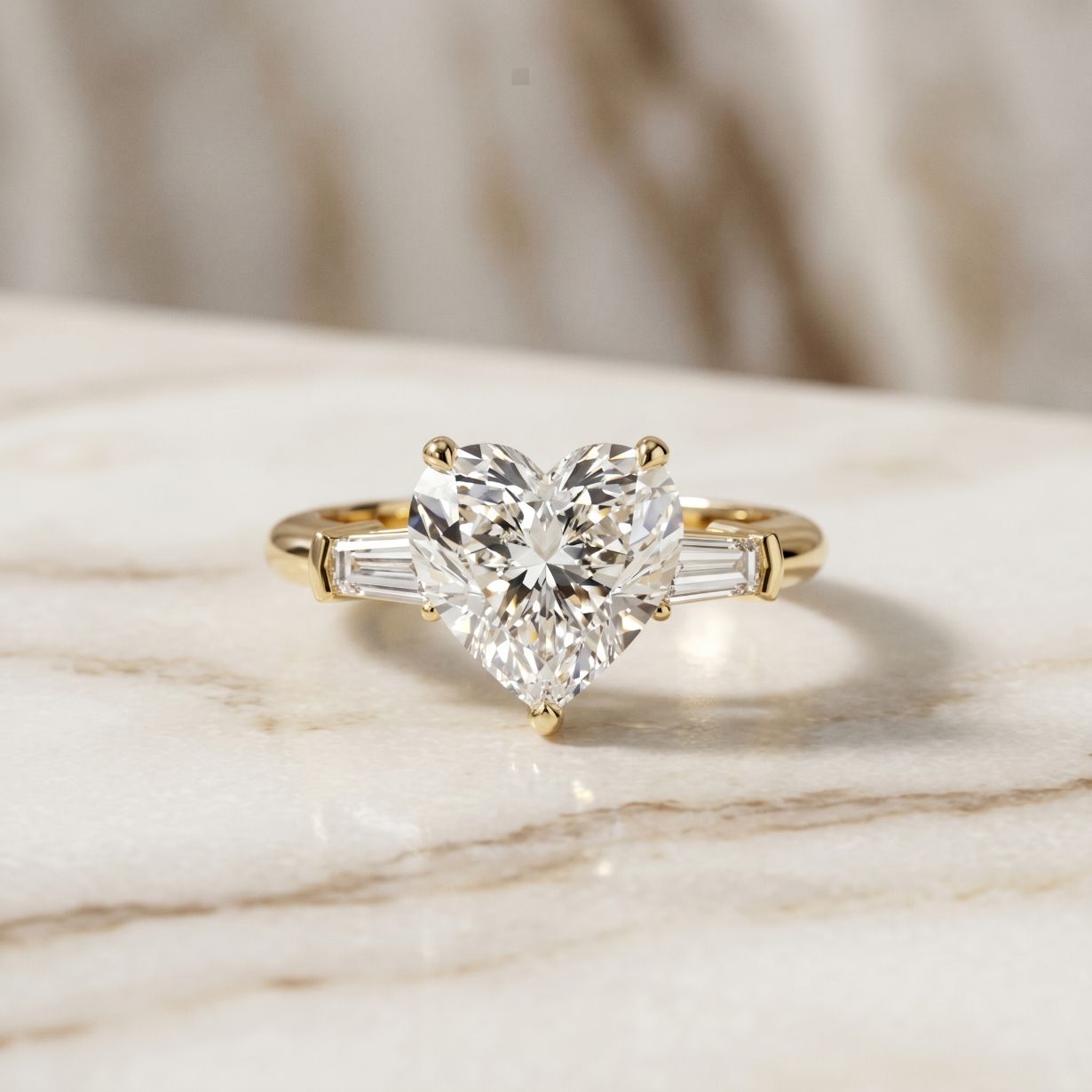 3.30ctw Heart Lab Grown Diamond Serenique Three Stone Ring