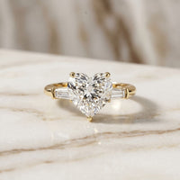 3.30ctw Heart Lab Grown Diamond Serenique Three Stone Ring