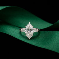 Marquise Lab Grown Diamond Evanthe Three Stone Ring 3.30ctw