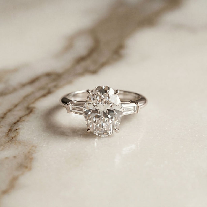 Oval Lab Grown Diamond Alouette Three Stone Ring 3.30ctw