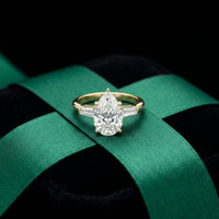 Three Stone Elowen Engagement Ring  3.30ctw Pear Lab Grown Diamond