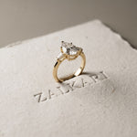 Three Stone Elowen Engagement Ring  3.30ctw Pear Lab Grown Diamond