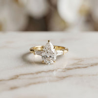 Three Stone Elowen Engagement Ring  3.30ctw Pear Lab Grown Diamond