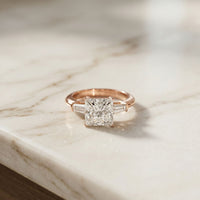 Princess Cut Lab Grown Diamond Seraphielle Three Stone Engagement Ring