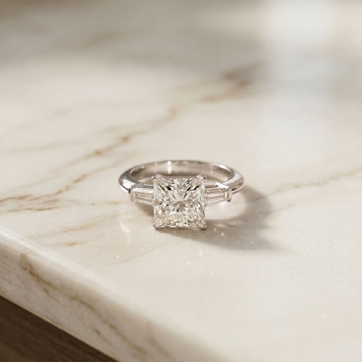 Princess Cut Lab Grown Diamond Seraphielle Three Stone Engagement Ring