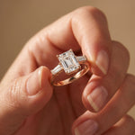 Emerald Cut Lab Grown Diamond Aurevielle Three Stone Gold Ring