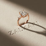 Emerald Cut Lab Grown Diamond Aurevielle Three Stone Gold Ring