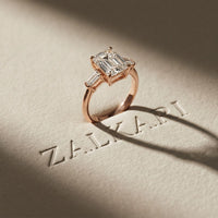 Emerald Cut Lab Grown Diamond Aurevielle Three Stone Gold Ring