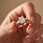 Emerald Cut Lab Grown Diamond Aurevielle Three Stone Gold Ring