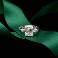 Emerald Cut Lab Grown Diamond Aurevielle Three Stone Gold Ring