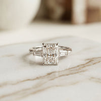 Emerald Cut Lab Grown Diamond Aurevielle Three Stone Gold Ring