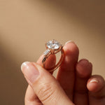 Round Lab Grown Diamond Celestia Three Stone White Gold Ring
