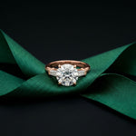 Round Lab Grown Diamond Celestia Three Stone White Gold Ring