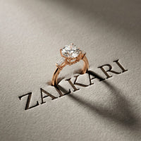 Round Lab Grown Diamond Celestia Three Stone White Gold Ring