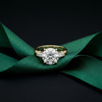 Round Lab Grown Diamond Celestia Three Stone White Gold Ring