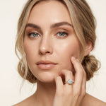 Round Lab Grown Diamond Celestia Three Stone White Gold Ring