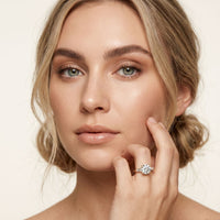 Round Lab Grown Diamond Celestia Three Stone White Gold Ring