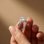 Round Lab Grown Diamond Celestia Three Stone White Gold Ring