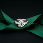 Round Lab Grown Diamond Celestia Three Stone White Gold Ring