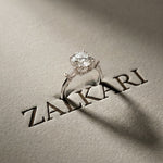 Round Lab Grown Diamond Celestia Three Stone White Gold Ring