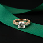 2.20CTW Asscher Cut Vintage Pavé Lab Grown Diamond Ring For Women Rose Gold