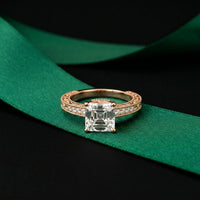 2.20CTW Asscher Cut Vintage Pavé Lab Grown Diamond Ring For Women Rose Gold