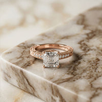 2.20CTW Asscher Cut Vintage Pavé Lab Grown Diamond Ring For Women Rose Gold