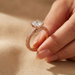 2.20CTW Asscher Cut Vintage Pavé Lab Grown Diamond Ring For Women Rose Gold