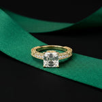 2.20CTW Asscher Cut Vintage Pavé Lab Grown Diamond Ring For Women Gold