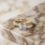 2.20CTW Asscher Cut Vintage Pavé Lab Grown Diamond Ring For Women Gold