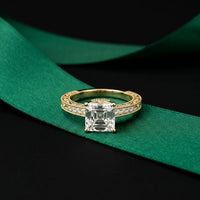 2.20CTW Asscher Cut Vintage Pavé Lab Grown Diamond Ring For Women Gold