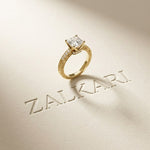 2.20CTW Asscher Cut Vintage Pavé Lab Grown Diamond Ring For Women Gold