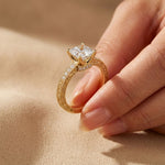 2.20CTW Asscher Cut Vintage Pavé Lab Grown Diamond Ring For Women Gold